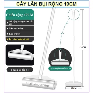 Cây Lăn Bụi 19CM Làm Sạch Quần Áo, Ga Giường, Sofa, Lông Chó Mèo ( Có 2 Loại Tay Cầm Ngắn 23cm, Tay Cầm Dài 124cm )
