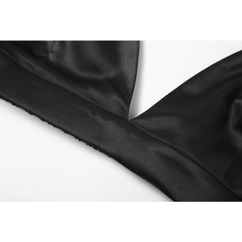 Set Áo Tank Top Cổ Cao + Găng Tay Lưới Màu Trơn Quyến Rũ Cho Nữ