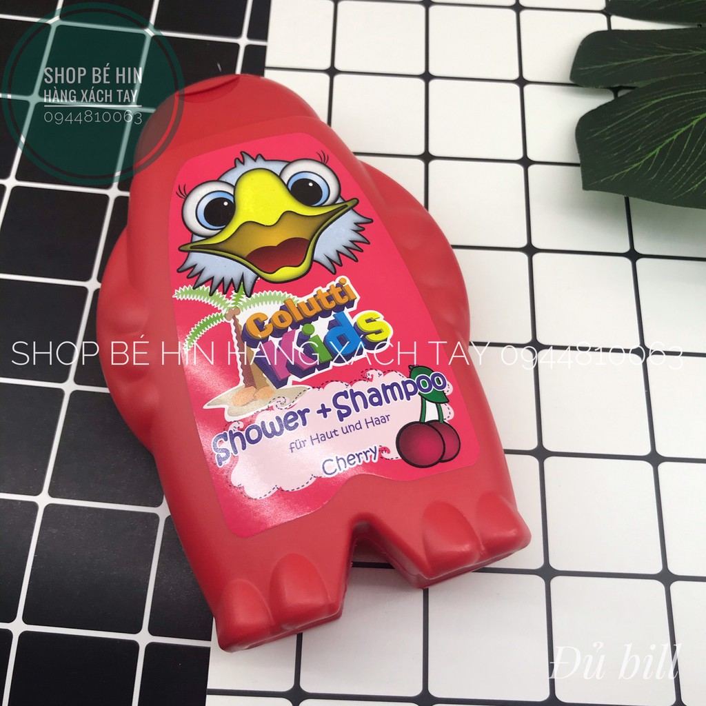 Sữa tắm gội trẻ em 2in1 Colutti Kids hương dâu rừng và anh đào, dưỡng ẩm dịu nhẹ, Hàng Đức chính hãng