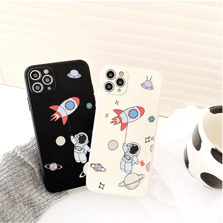 Ốp iphone Phi Hành Gia viền vuông chống vỡ cho điện thoại phone 6 đến 13promax e129