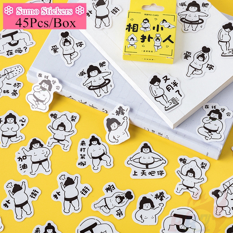 &gt; Ready Stock &lt; ❉ Sumo Giấy và decal dán tường ❉45Pcs/Box DIY Decals Stickers Sealing Stickers