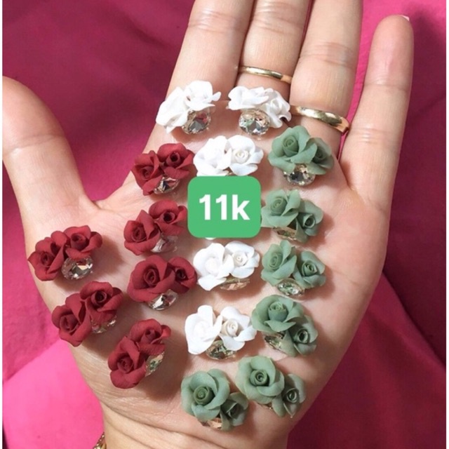 Hoa bột nails - hồng kép