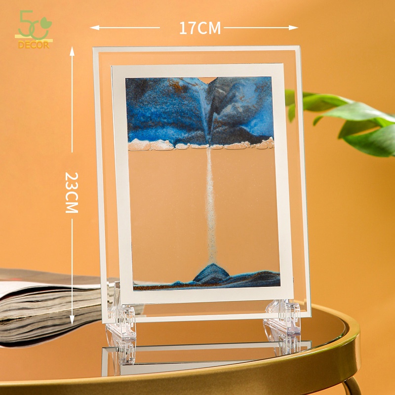 Tranh cát chảy chuyển động 3D, tranh cát lún để bàn trang trí, quà tặng, lưu niệm khung hình chữ nhật