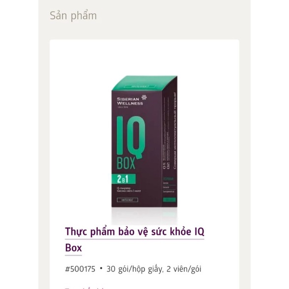 VIÊN BỔ NÃO TĂNG CƯỜNG TRÍ NHỚ IQ BOX SIBERI