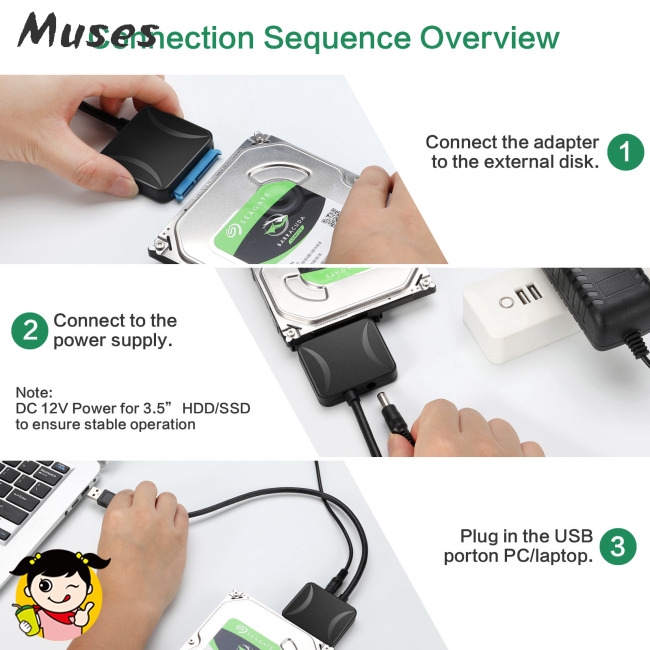 USB 3.0 to 2.5" 3.5" SATA III HDD SSD Hard Disk Drive Adapter Cable Converter