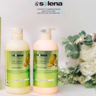 Dầu gội bưởi organic bộ dầu gội dầu xả bưởi giúp mọc tóc giảm rụng tóc phục hồi hư tổn selena 800ml