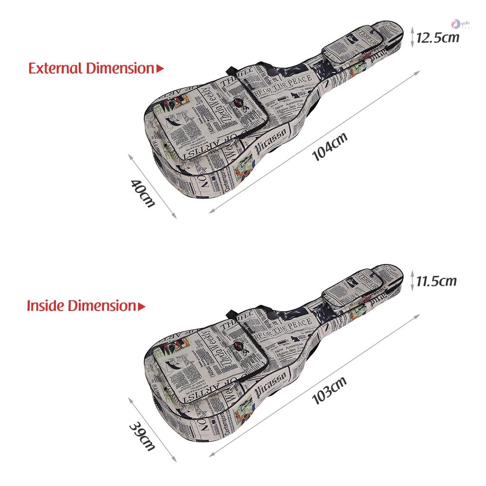 Túi Đựng Đàn Guitar Bằng Vải Oxford 600D Chống Thấm Nước In Họa Tiết Báo Báo Có Dây Đeo Có Đệm Lót Cho Đàn Guitar Acoustic 41Inch
