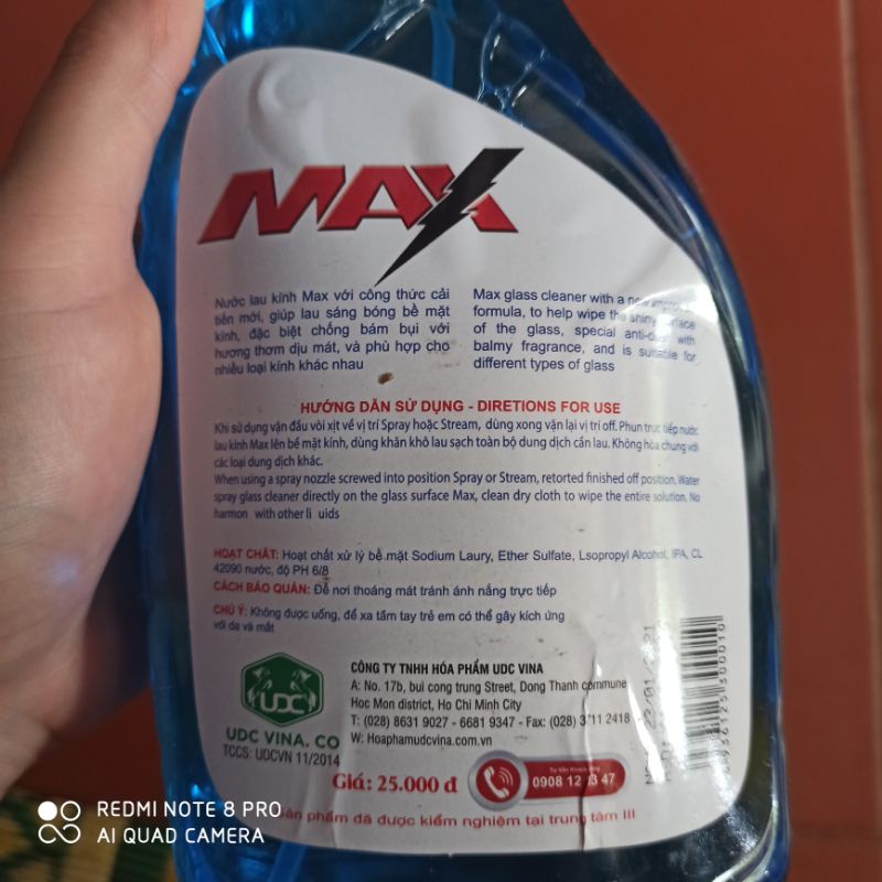 Nước lau kính Max 580ml (Bio Sunlimen)