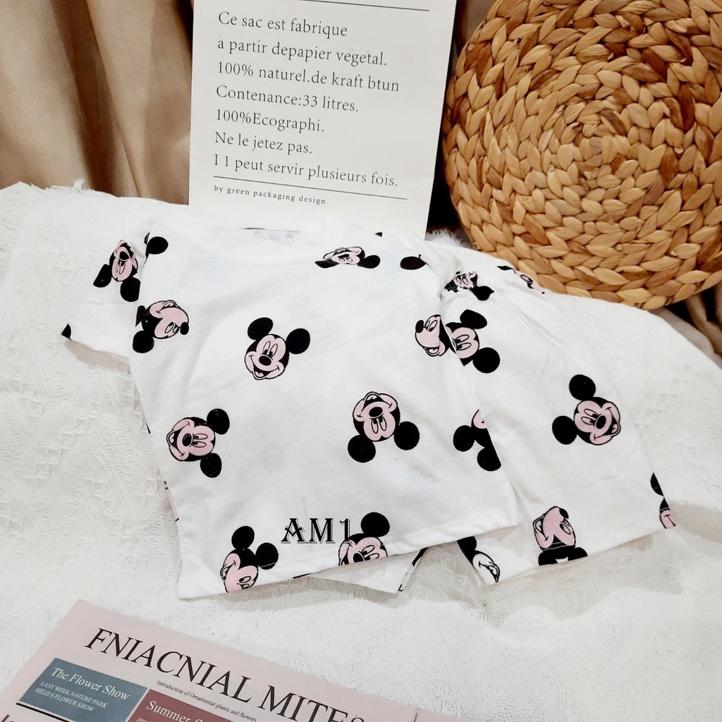 (8-18kg) Bộ quần áo bé gái cộc tay QATE927 - Đồ bộ bé gái in hình micky 2 màu cho bé TB241