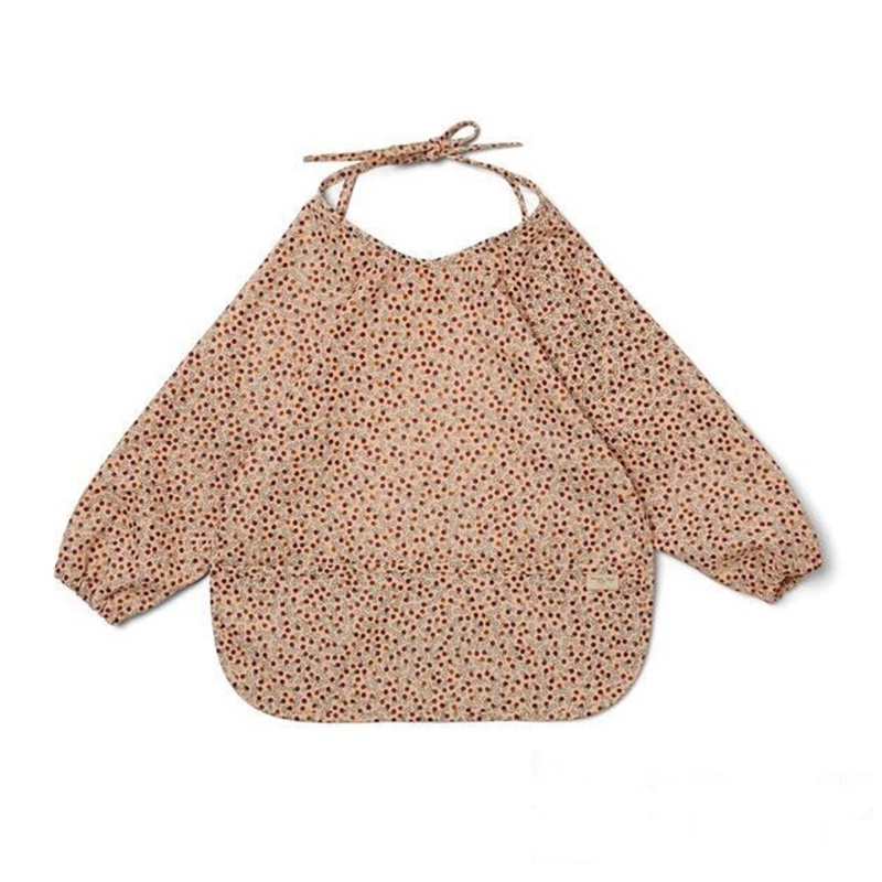 Yếm Ăn Tay Dài Bằng Da PU Chống Nước Có Túi Dành Cho Trẻ Em