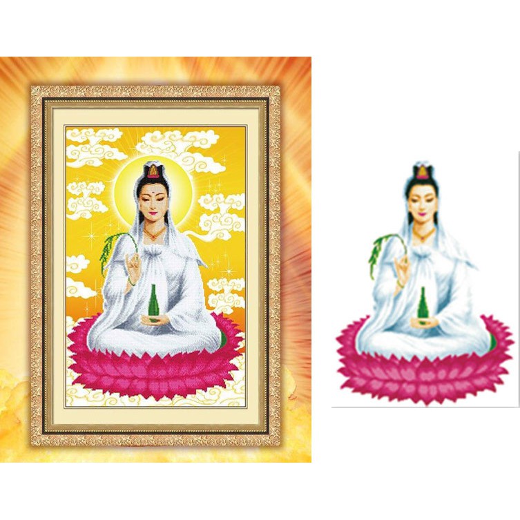 Tranh đính đá H2019 - Quan Thế Âm tọa liên