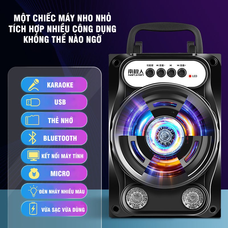 Loa Karaoke Nghe Nhạc Mini Công Suất Lớn Tặng Kèm Micro Thế Hệ Mới Đa Chức Năng