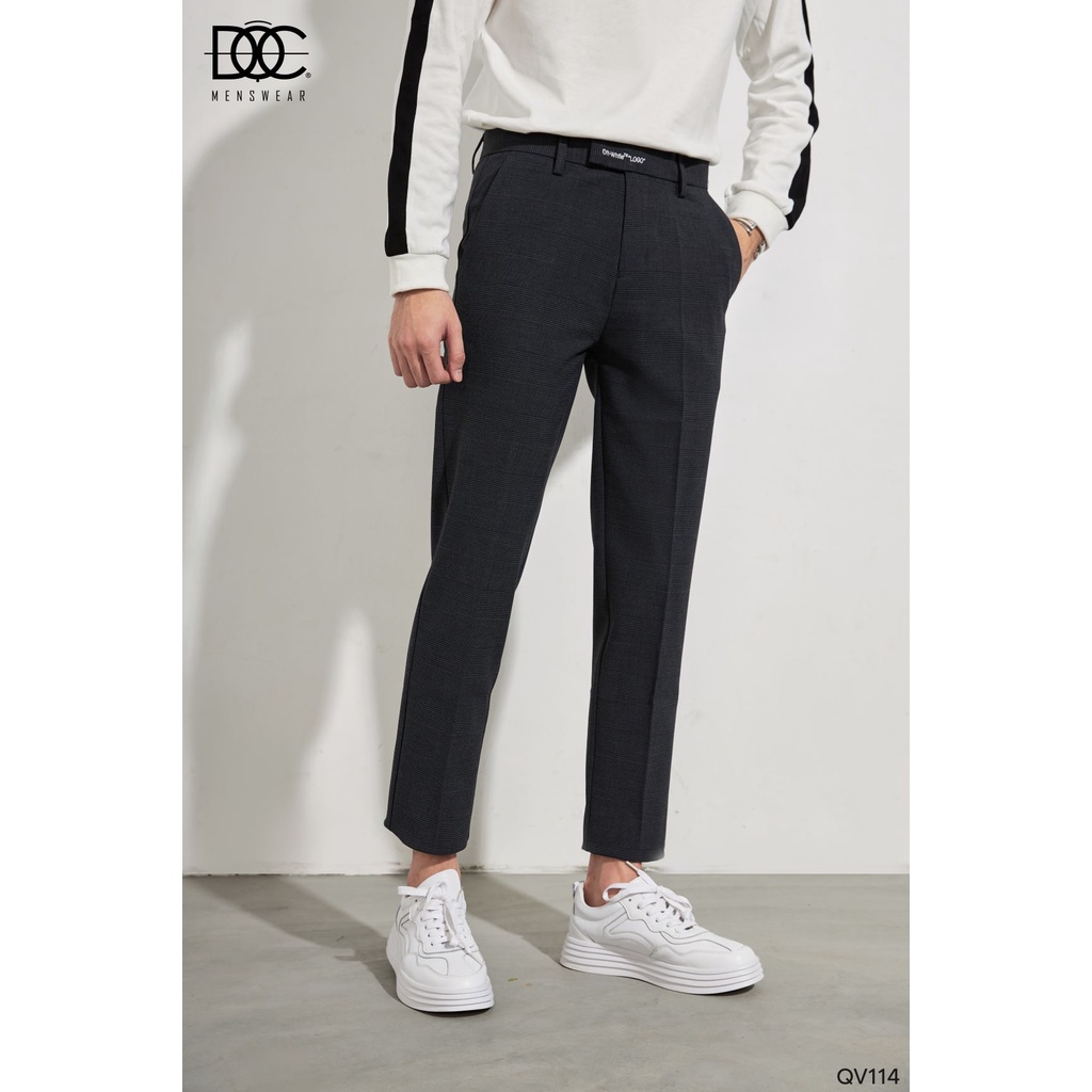 Quần Âu Nam ĐỘC Menswear – QV114 Kẻ Caro Thêu Chữ Form Hàn Quốc