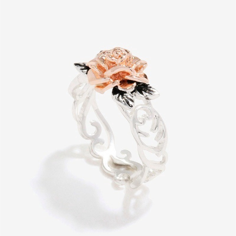 18K Hoa Hồng Mạ Vàng Nhẫn Hoa Vintage Mạ Bạc 925