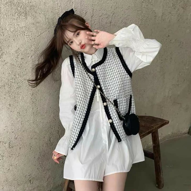 Set đầm Ullzang tay bồng 📷