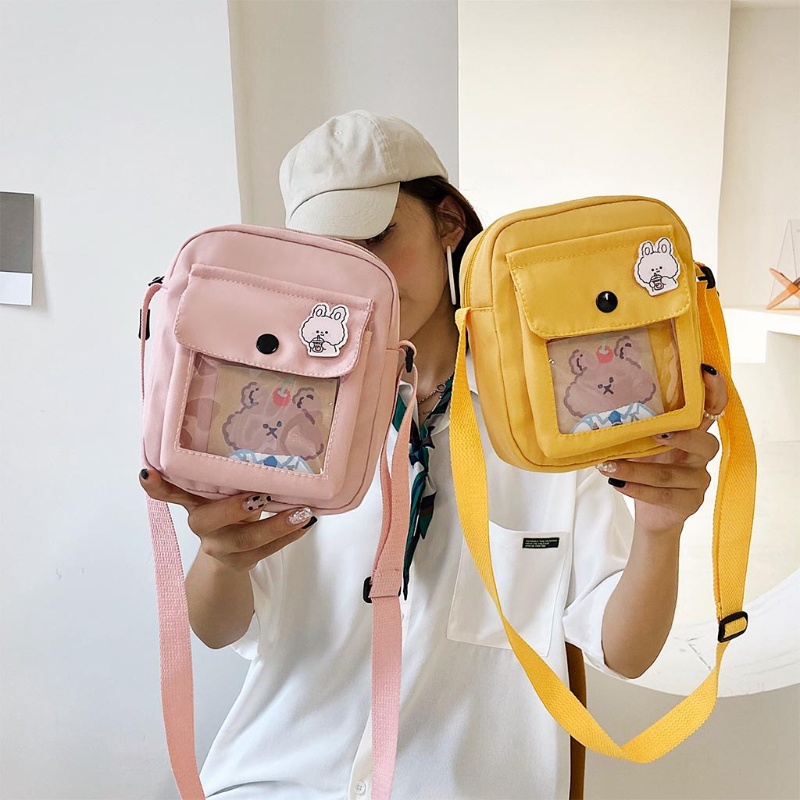 Túi Đeo Chéo Vai Bằng Nylon Hình Vuông Trong Suốt Dễ Thương Dành Cho Nam Nữ