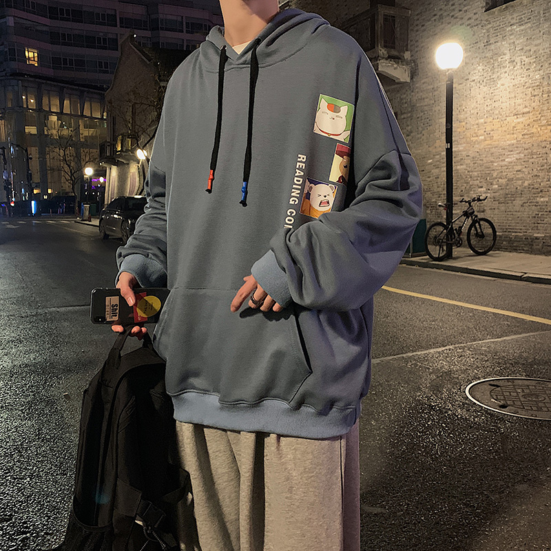 Áo hoodie form rộng họa tiết hoạt hình kiểu dáng năng động thời trang cho nam | BigBuy360 - bigbuy360.vn