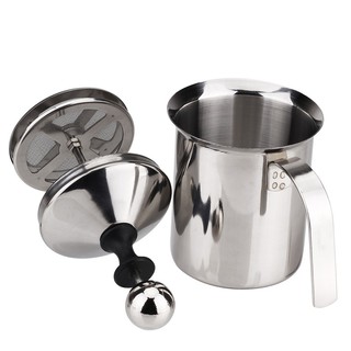 Milk frother - Ca đánh sữa lạnh latte inox 400ml, 800ml