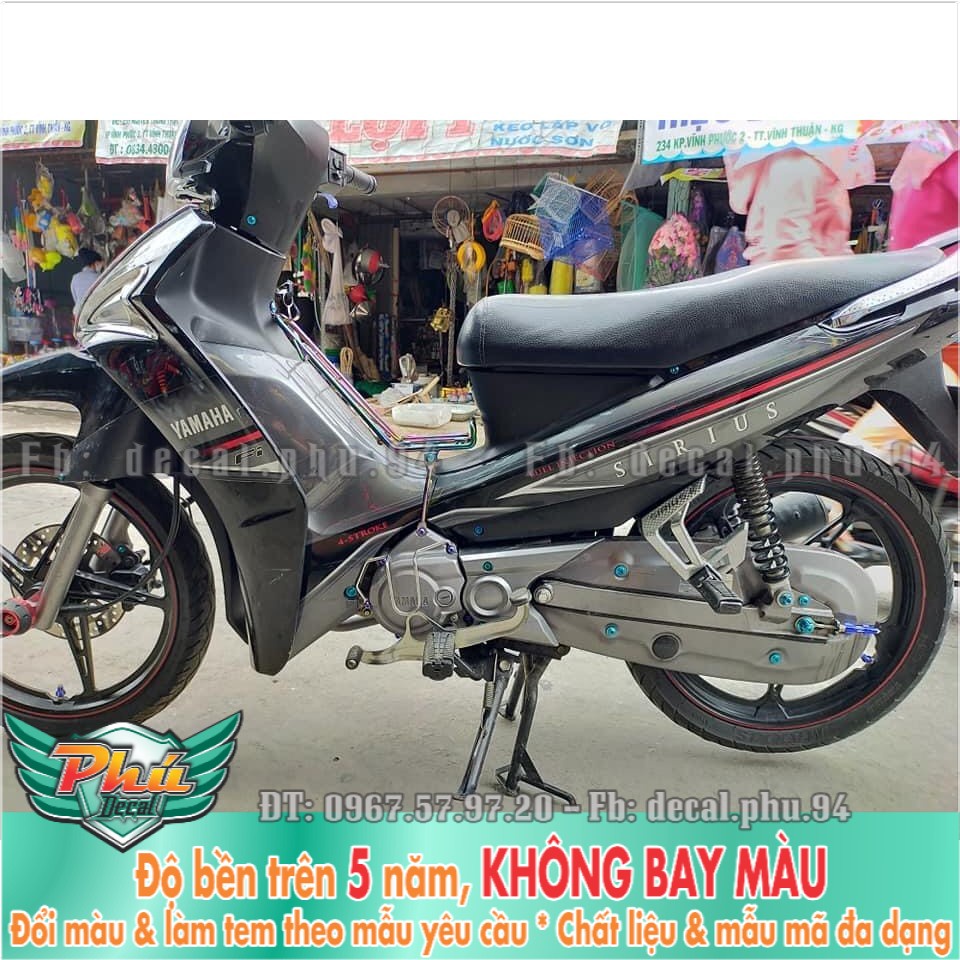 Tem rời Sirius Fi cover cover xám đen đỏ