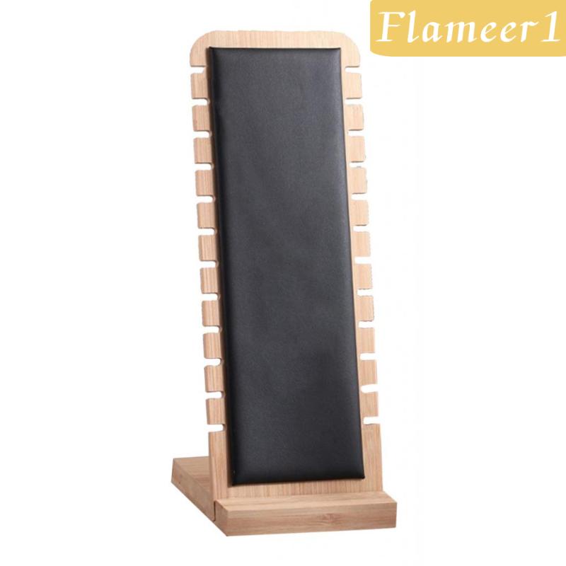 [Flameameer1] Giá Đỡ Trưng Bày Trang Sức Bằng Gỗ Tre Và Da Để Bàn Thanh Lịch
