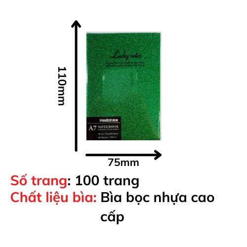 Sổ tay ghi chép A7 nhỏ gọn Heeton A100701 màu vẩy nhũ cao cấp