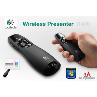 Thiết bị Bút trình chiếu, Bút thuyết trình không dây laser(lazer) Logitech Wireless Presenter R400 cao cấp Dùng Pin AAA