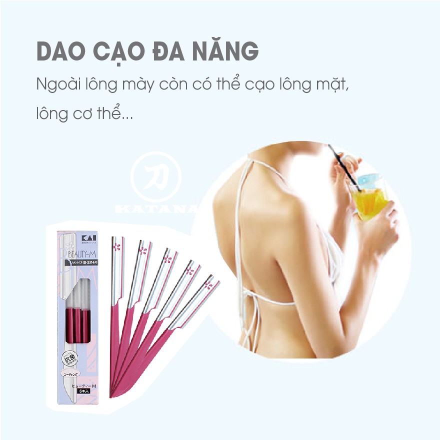 [CHÍNH HÃNG] Bộ 5 dao cạo lông mày cao cấp Nhật Disposable BTMG-5F (màu xanh/hồng)- BH 12 tháng 1 ĐỔI 1