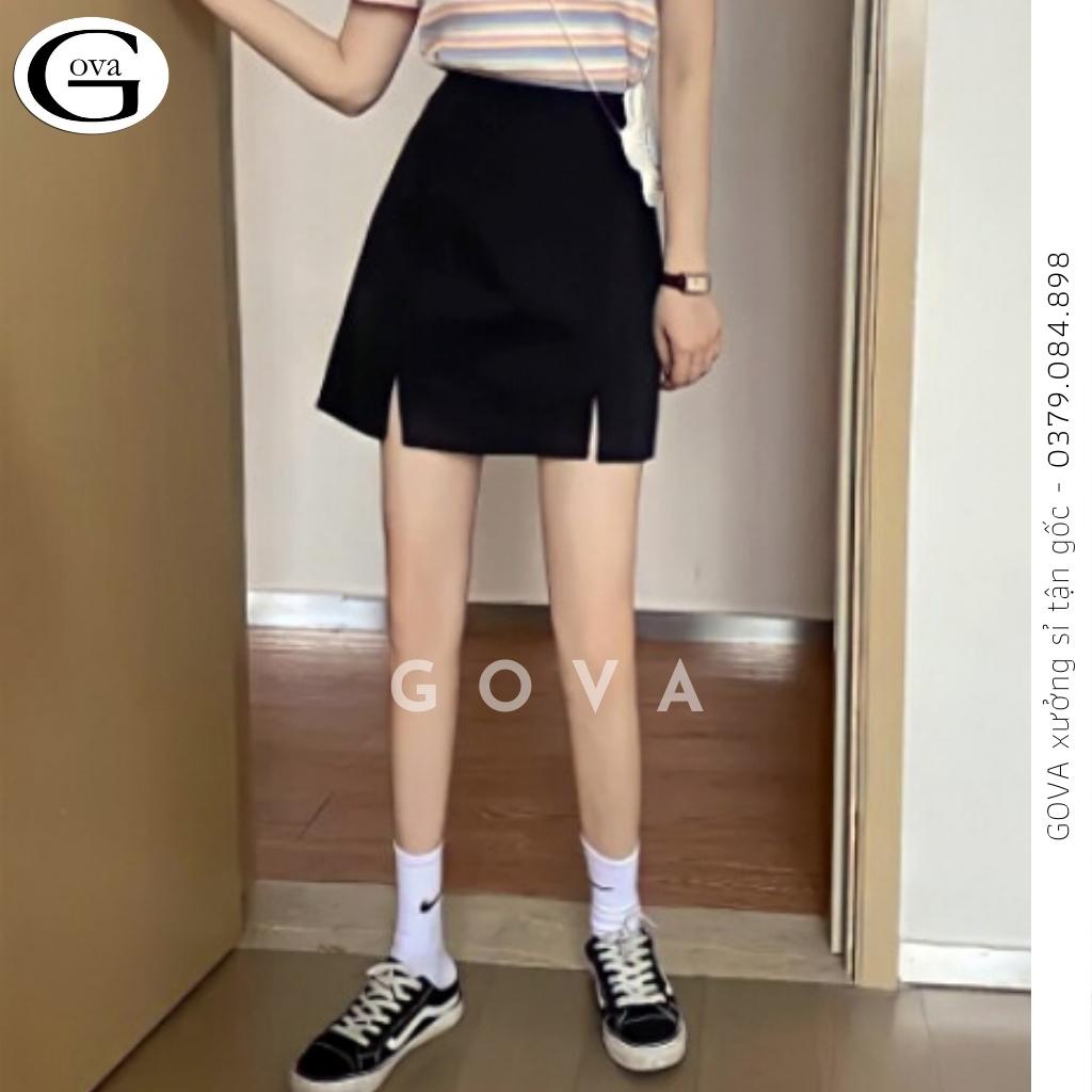 Chân Váy CHỮ A XẺ 2 BÊN Lưng Cạp Cao Có Lót Trong Kiểu Thời Trang Nữ Cao cấp GOVA