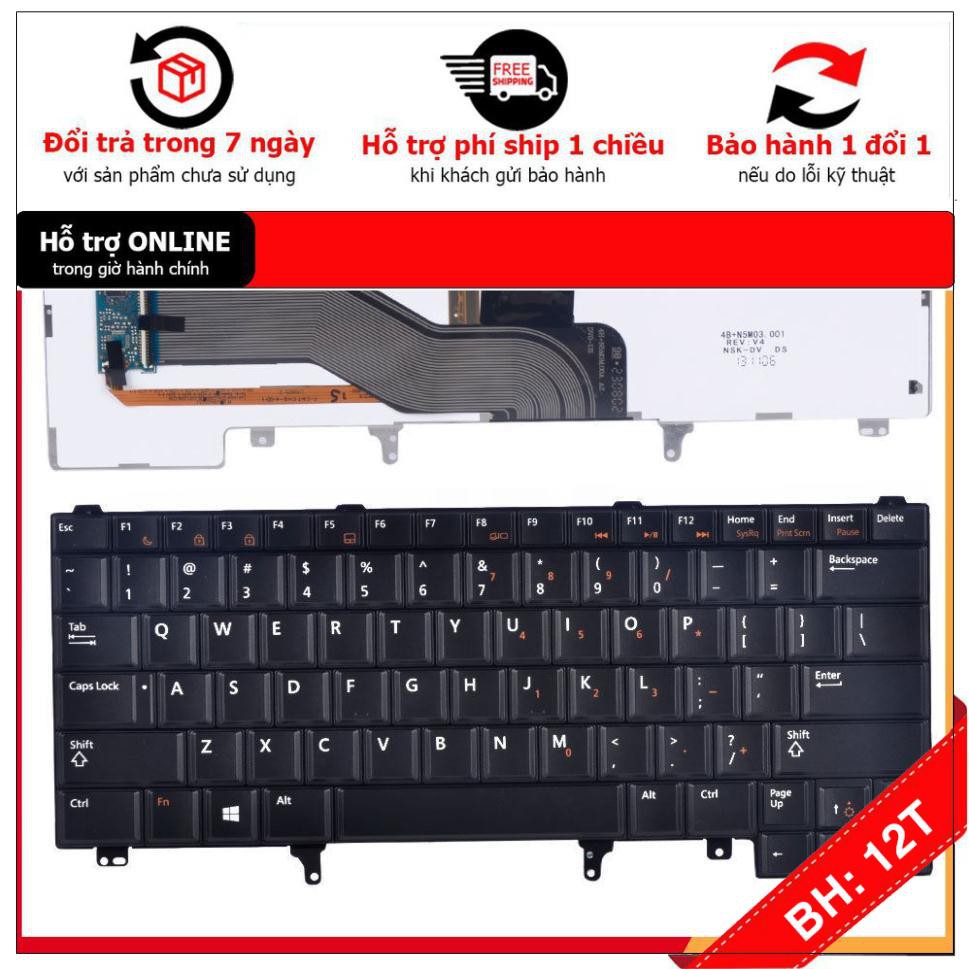 BH12TH 🎁 Bàn Phím Laptop Dell Latitude E6420 E6430 E6440 E5420 E5430 E6220 E6230 E6320. Có Chuột + Đèn