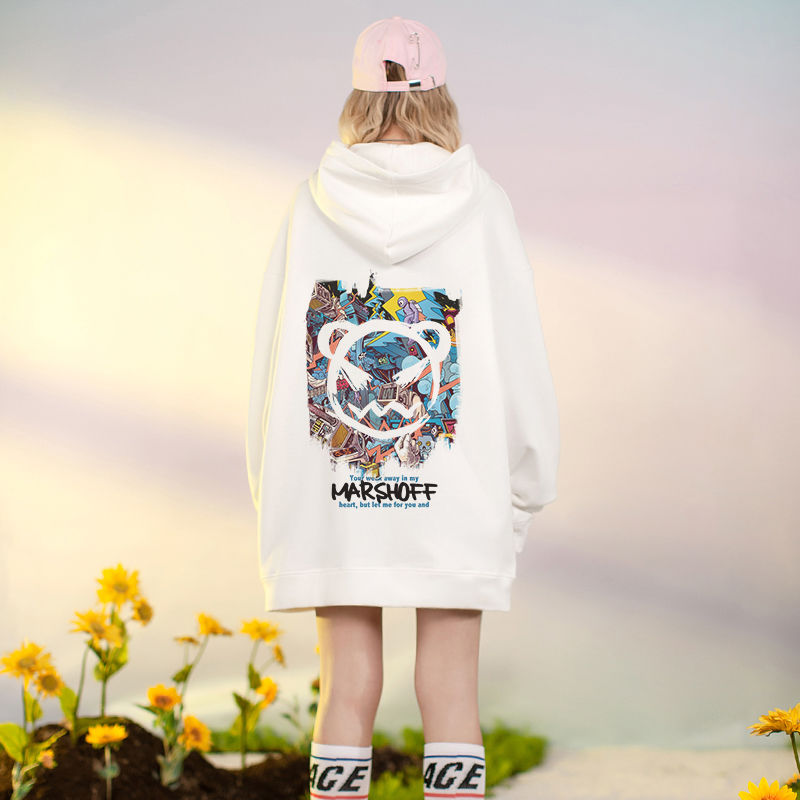 High Quality Hoodie Korean Style New Super Fire Bf Tide Brand Sweater Printed Loose Cartoon Korean Style Hooded Casual All-match Top