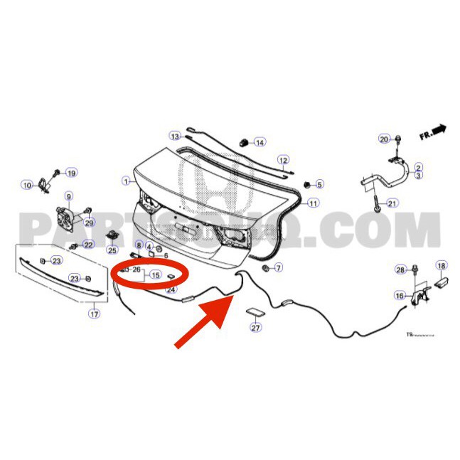 [CHÍNH HÃNG] DÂY MỞ CỐP SAU HONDA CITY 2014-2020 74880-T9A-Y01