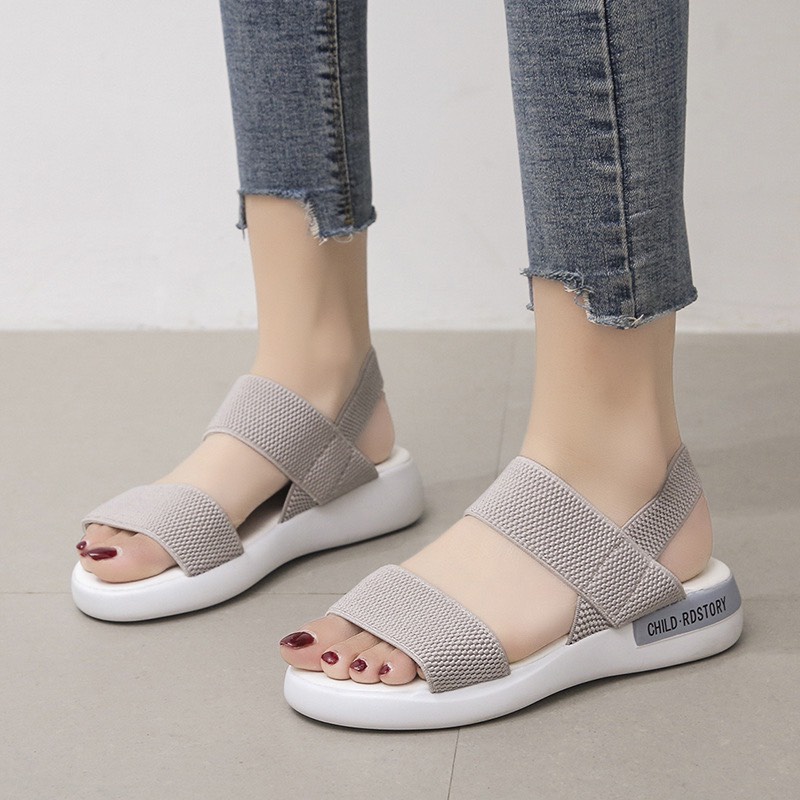 Sandal nữ quai chun ngang chun sau ôm chân đế êm