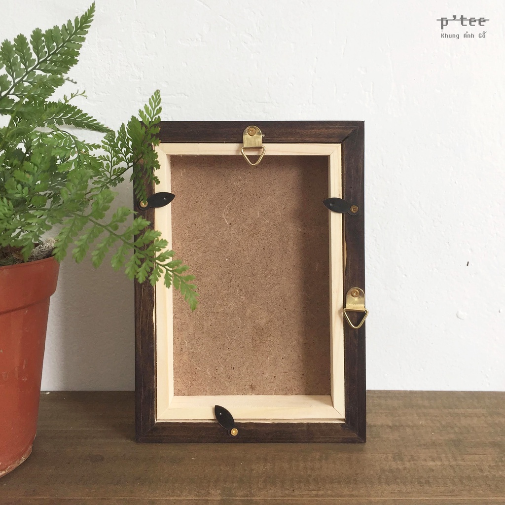 Khung ảnh gỗ Basic 10x15 A6 Stain Nâu Vintage - Khung hình gỗ thông mặt kính để bàn Picture Frames Wood Frame by P'Tee