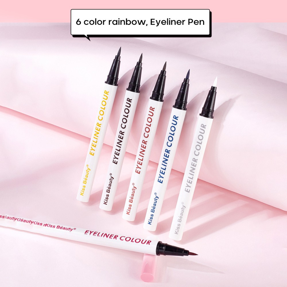 Bút kẻ mắt nước Kiss Beauty Eyeliner Colour nhiều màu, chống trôi nội địa Trung NPP Shoptido | BigBuy360 - bigbuy360.vn