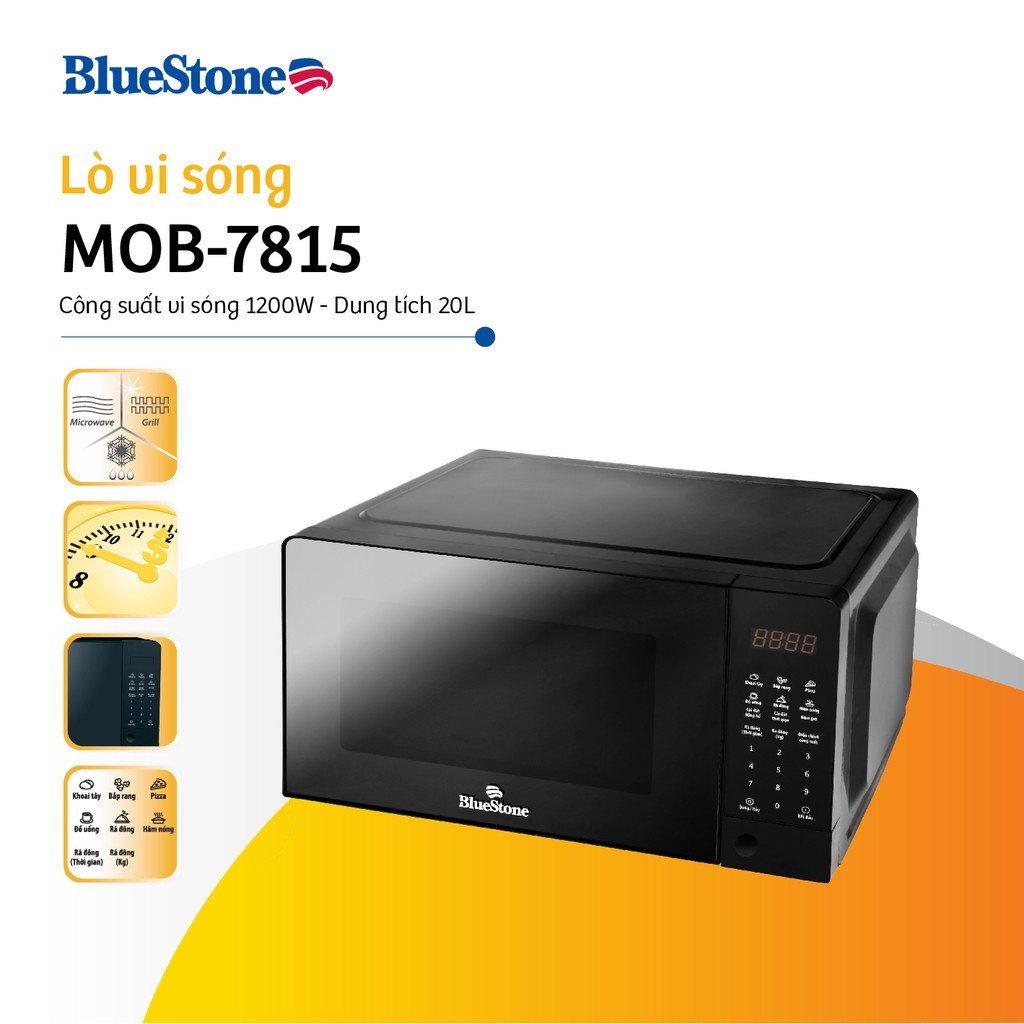 [Mã 154ELSALE2 giảm 7% đơn 300K] Lò Vi Sóng Điện Tử Bluestone MOB-7815 (20 Lít) đa công năng - MẪU MỚI 2021