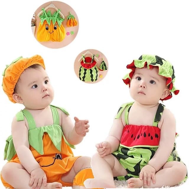 BỘ BODY KÈM MŨ LIỀN THÂN HÌNH HOA QUẢ CHO BÉ