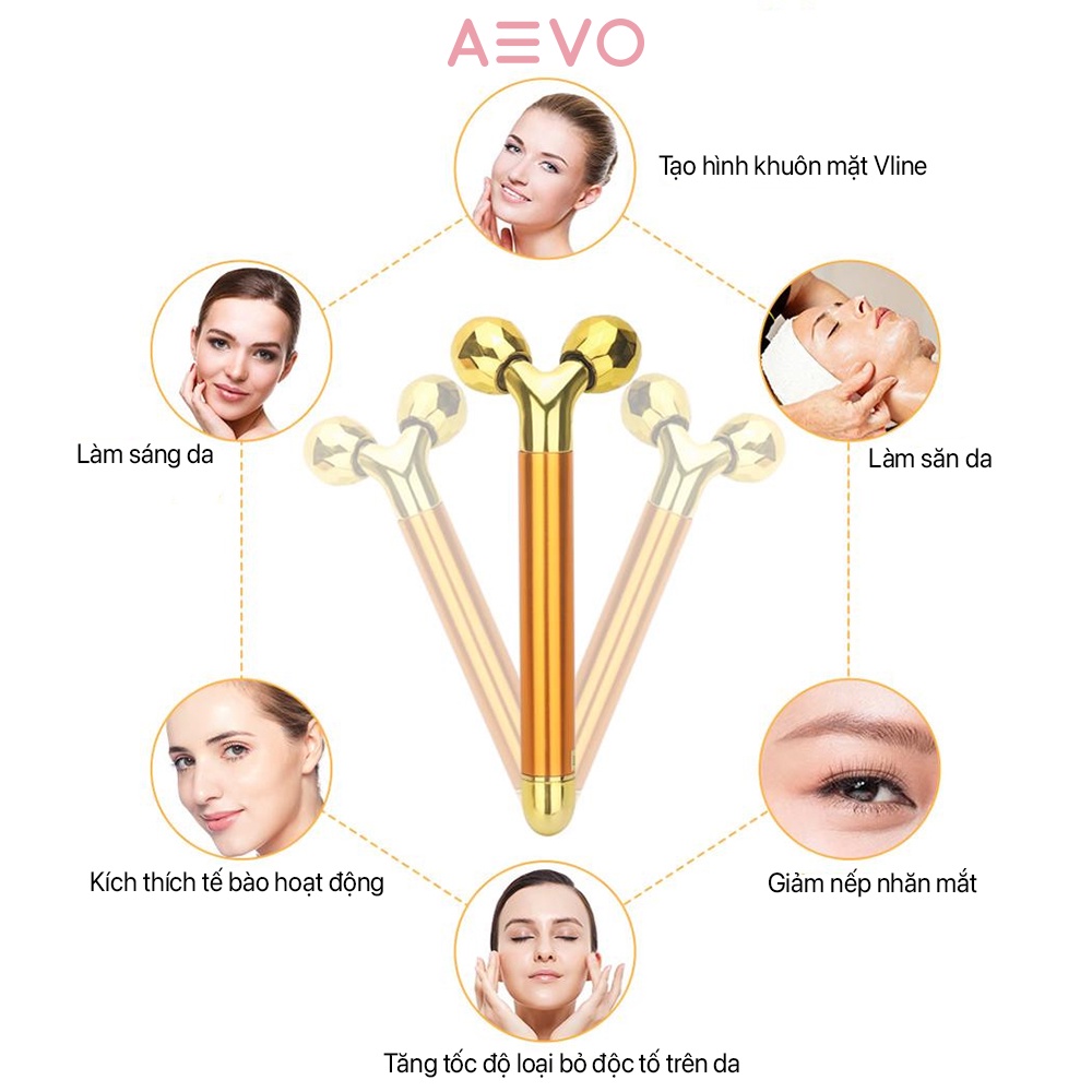 Cây lăn massage mặt AEVO Energy Beauty giúp nâng cơ, cải thiện nếp nhăn và có thể dùng cho cơ thể