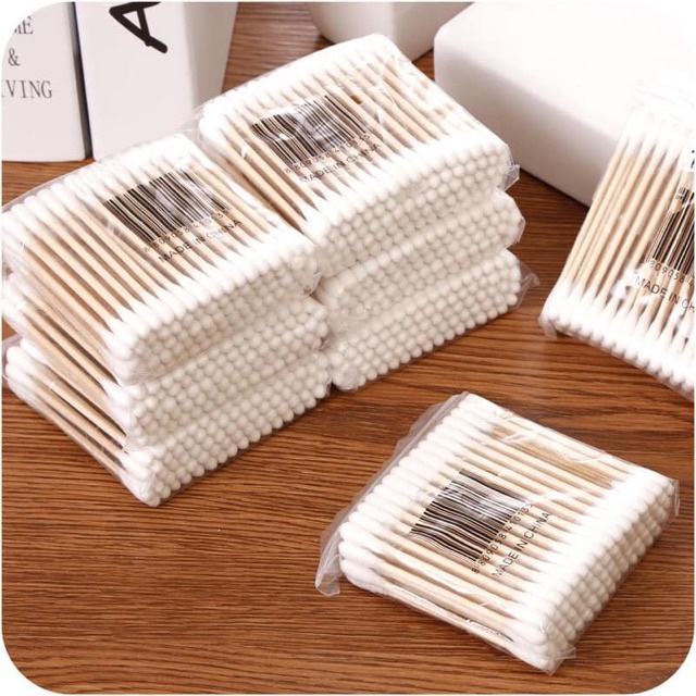 Set 100 Tăm Bông Cotton Tre Hai Đầu Dùng Một Lần Đa Ứng Dụng