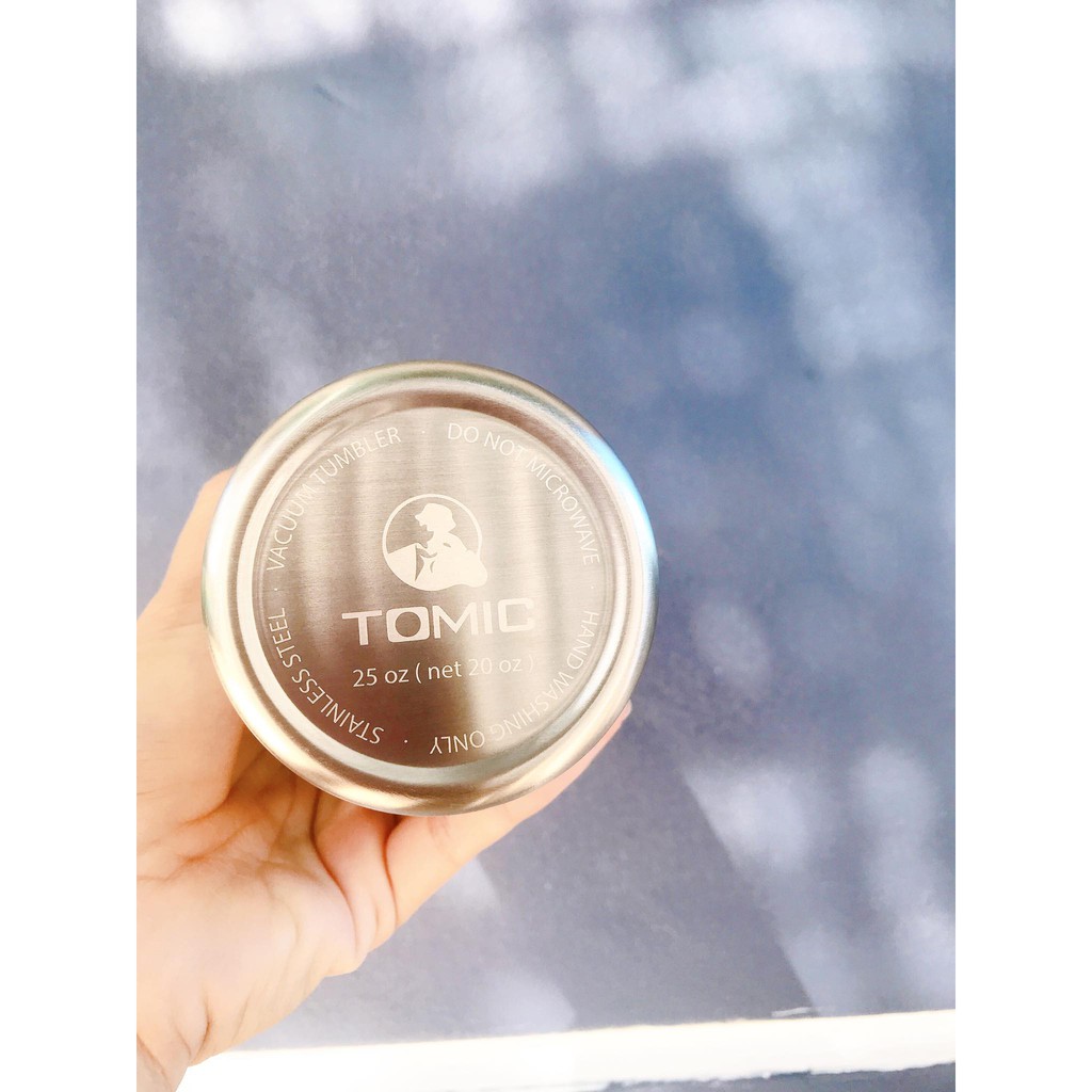 Ly giữ nhiệt Tomic 600ml kèm ống hút inox và túi vải môi trường