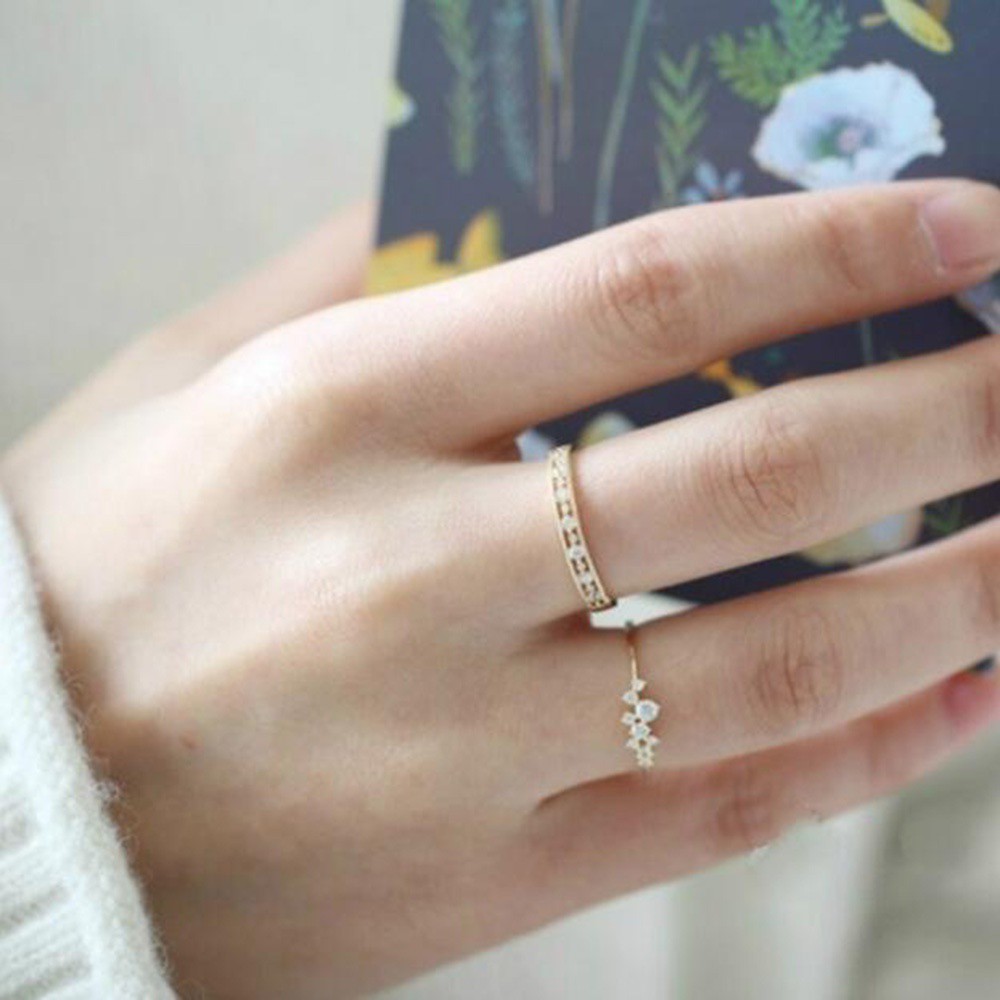 Nhẫn Kim Loại Kim Cương Đính Đá Đơn Giản Thời Trang Cho Nữ