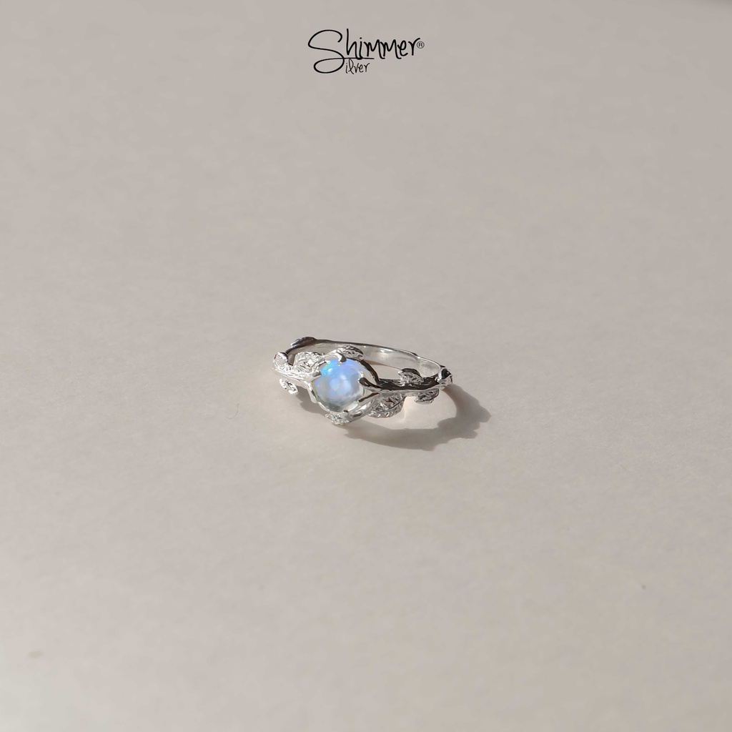 [Mã BMBAU200 giảm 200K đơn 699K] Nhẫn bạc 925 Antique MoonStone - Đá Thiên Nhiên Moonstone - Shimmer Silver