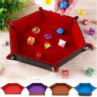 Khay Đựng Xúc Xắc Hình Lục Giác Bằng Da PU Có Thể Gấp Gọn Tiện Dụng