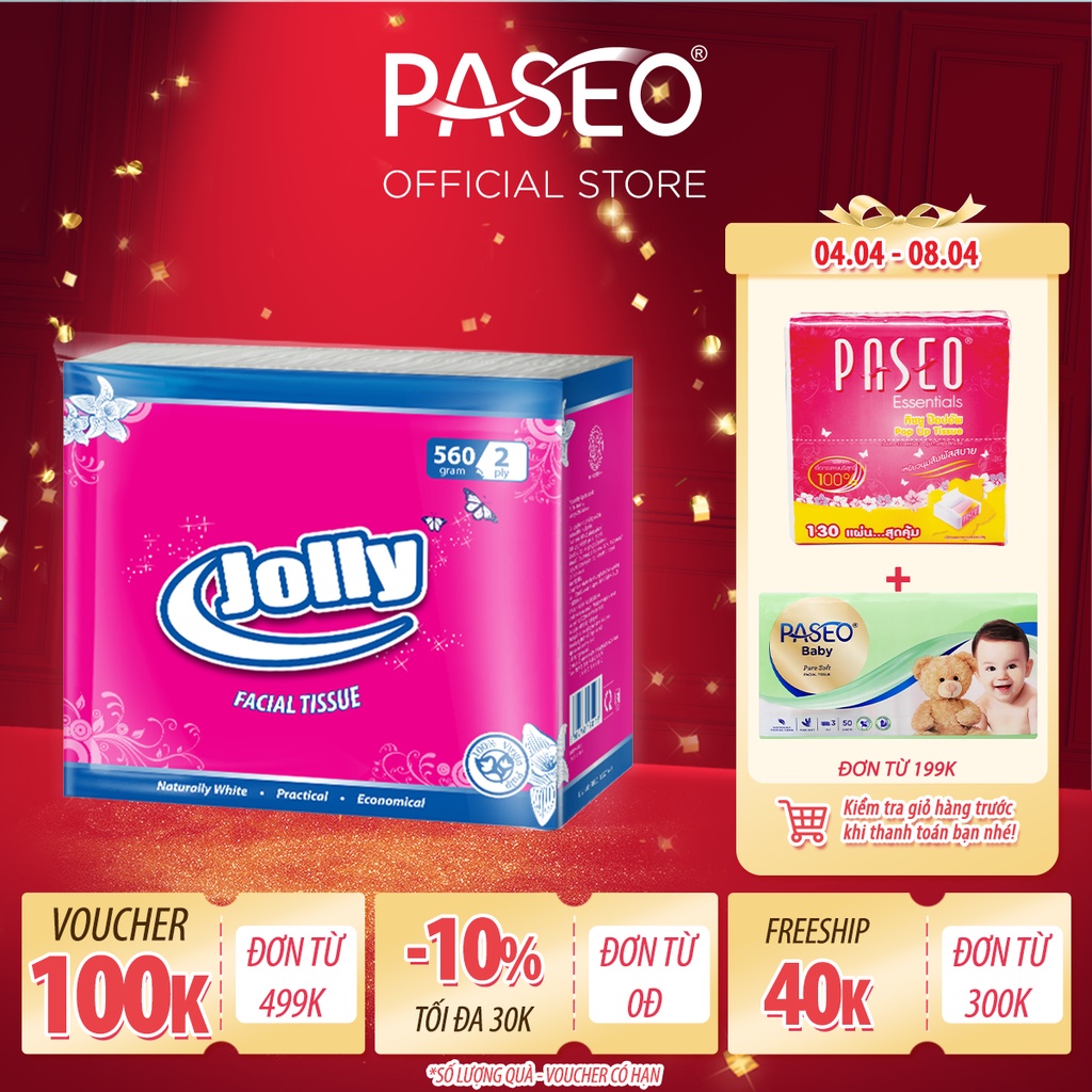 Khăn giấy lau mặt Jolly 560 gram 2 lớp