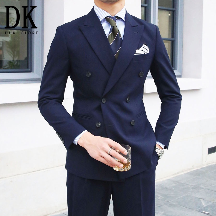 [SALE 50%] Bộ vest nam 6 nút Hàn Quốc màu xanh than đẹp DKE0048 - DUK STORE