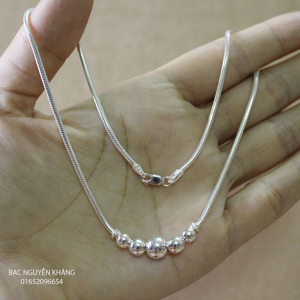VÒNG CỔ BẠC TA CHO BÉ, DÂY MÌ, MẶT BI