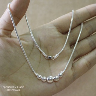 Vòng cổ bạc ta cho bé, dây mì, mặt bi