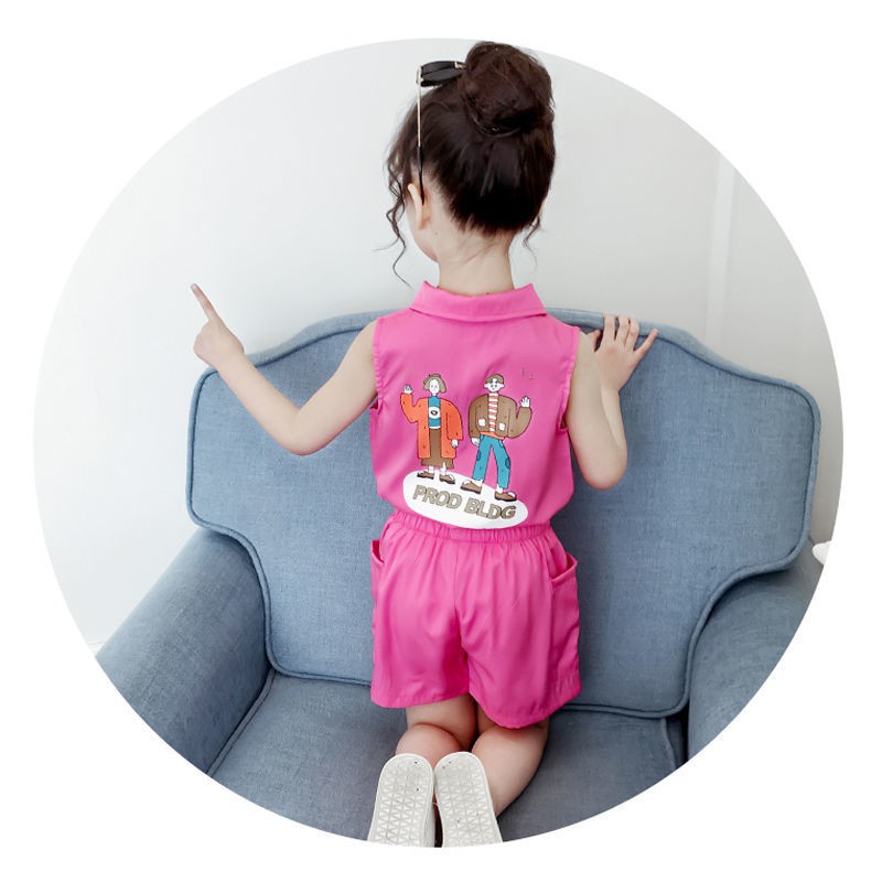 Girls' suit summer clothes 2020 new super western style children's fashion summer net red children's clothes girl shorts two-piece suit