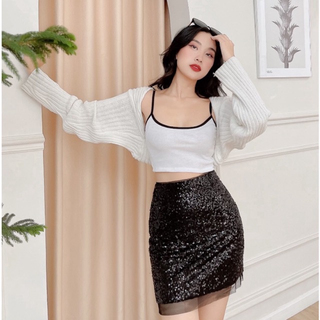 Chân Váy Sequin Dự Tiệc Cao Cấp Thương Hiệu CQA Boutique LD20001
