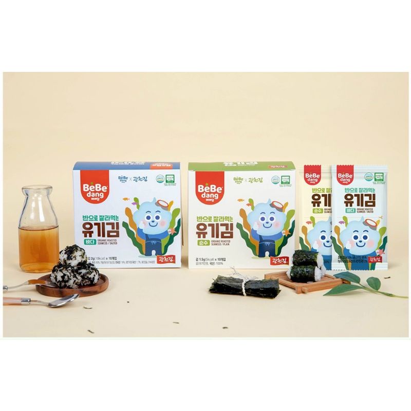 DATE 01/2024 Rong biển hữu cơ tách muối cho bé ăn dặm, rong biển ăn liền Hàn Quốc