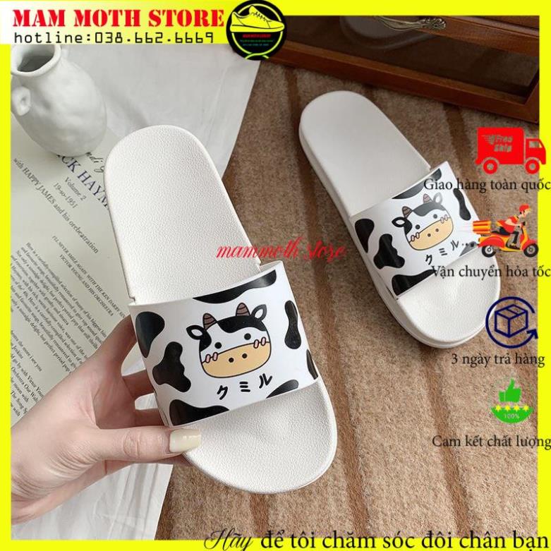 Dép quai ngang,dép bò sữa đế vuông ngộ nghĩnh đáng yêu dành cho nam nũ đen trắng shop MAM MOTH